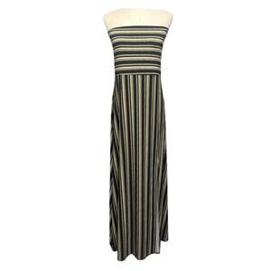 NWT Banana Republic Black and Cream Striped Strapless Dress Size XXL  DD0576
